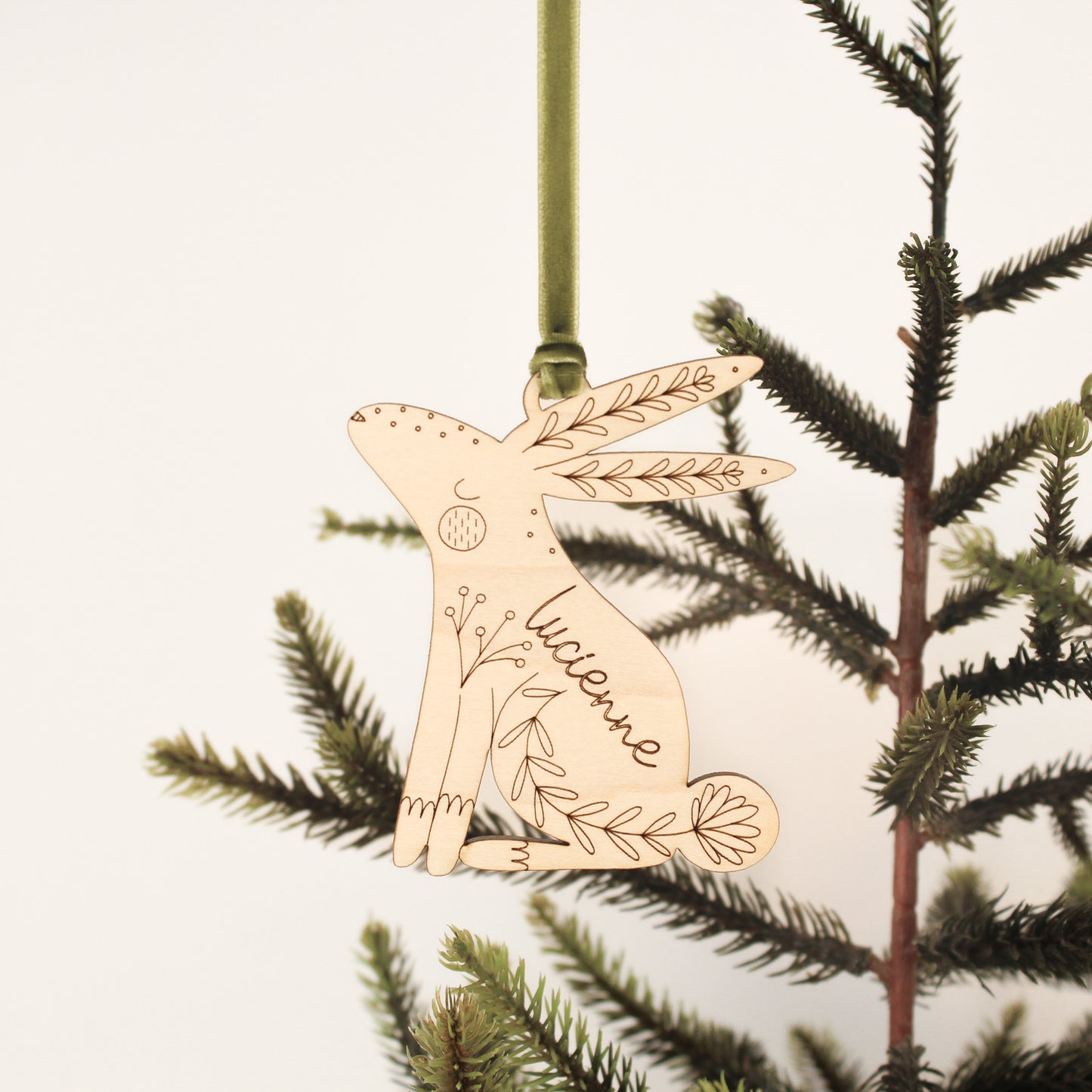 rabbit personalized wooden folksy christmas ornaments