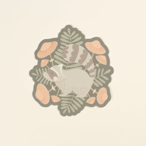 raccoon and mushrooms, series 4 vinyl sticker