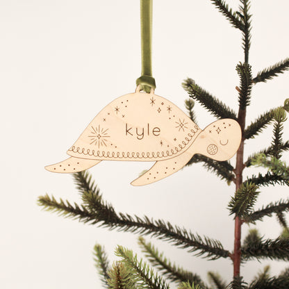 sea turtle personalized wooden folksy christmas ornaments