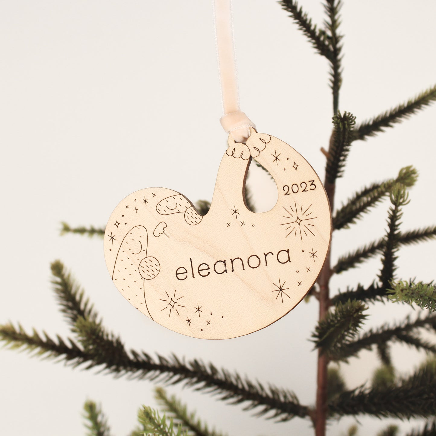sloth personalized wooden folksy christmas ornaments