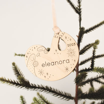 sloth personalized wooden folksy christmas ornaments
