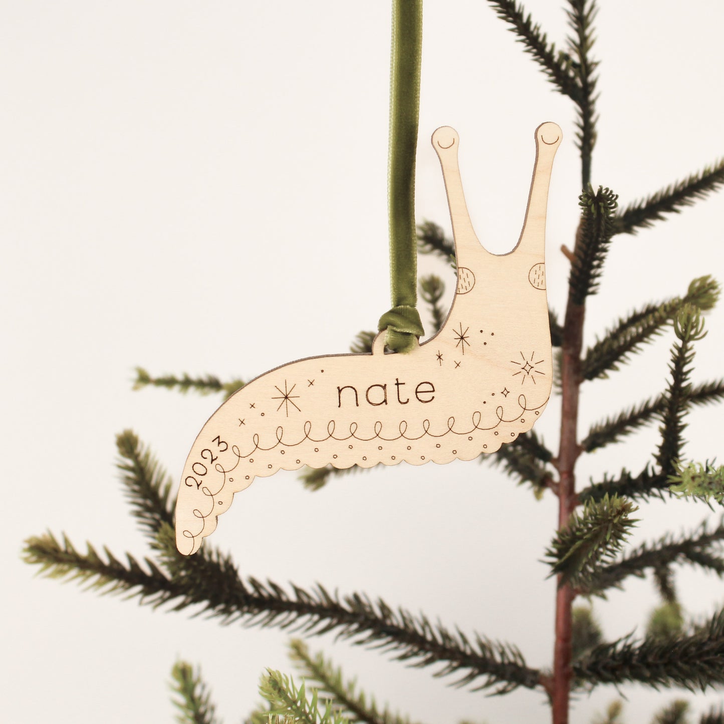 slug personalized wooden folksy christmas ornaments