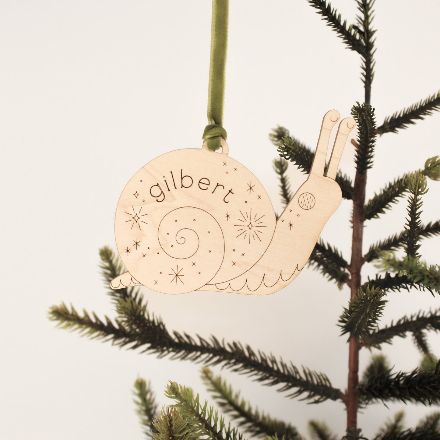 snail personalized wooden folksy christmas ornaments