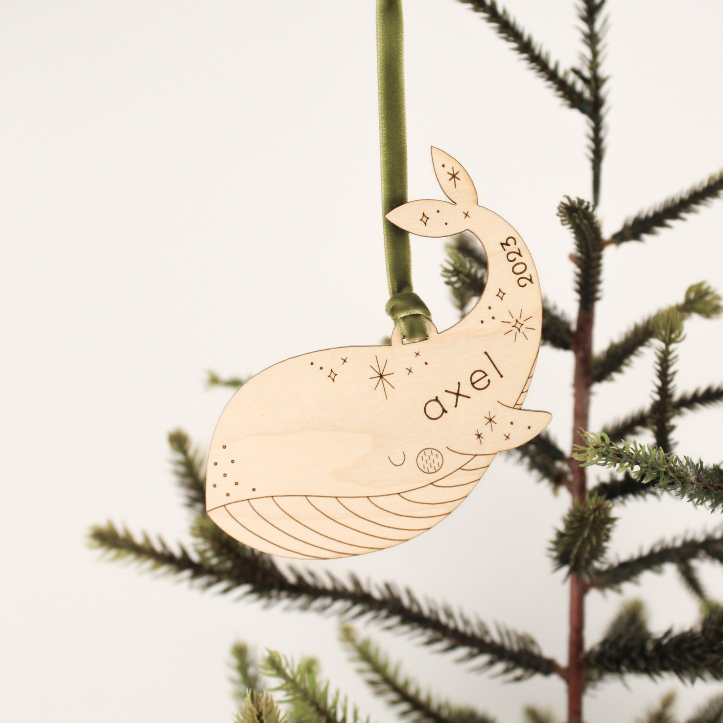 whale personalized wooden folksy christmas ornaments