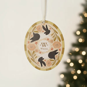 Woodland Personalized Illustrated Rabbit Ornament