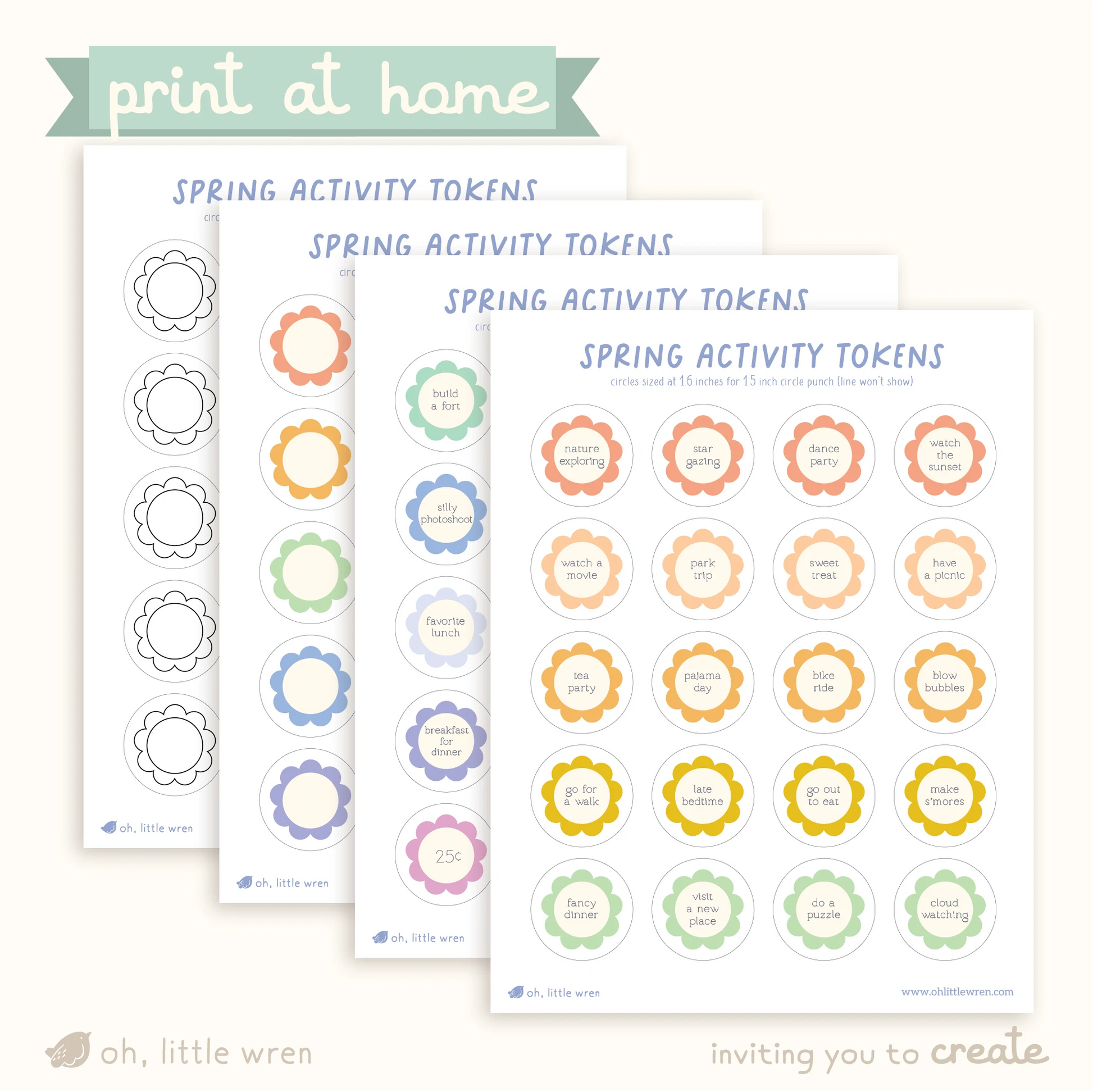 DIGITAL Spring Activity Token Printables – oh, little wren (Oh Little Wren)