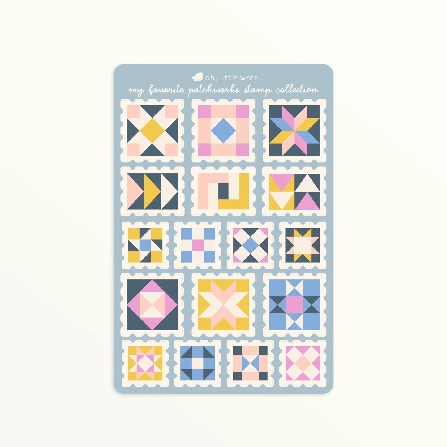 Quilt Block Stamp Collection Sticker Sheet | 4x6