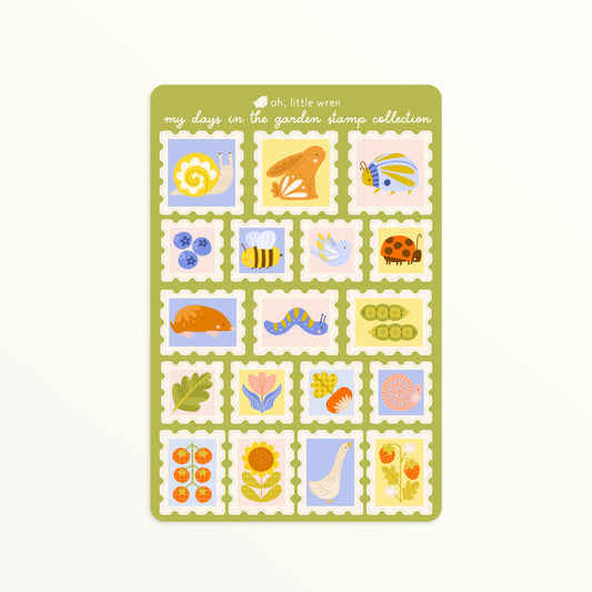 Garden Days Stamp Collection Sticker Sheet | 4x6 inches