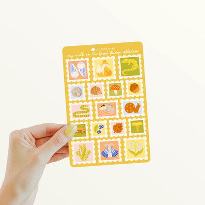 Walk in the Forest Stamp Collection Sticker Sheet | 4x6 inch