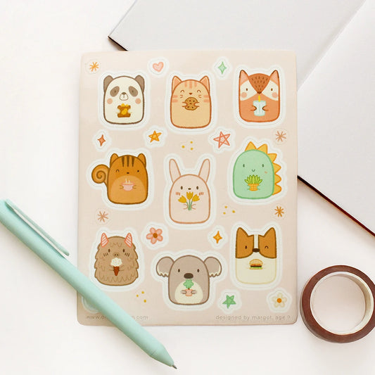 animal friends vinyl sticker sheet
