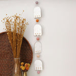 load image into gallery viewer, vertical ghosts wooden folk halloween garland, floral
