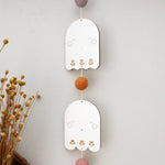 load image into gallery viewer, vertical ghosts wooden folk halloween garland, floral
