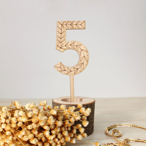 folksy floral wooden cake topper numbers.