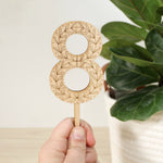 load image into gallery viewer, folksy floral wooden cake topper numbers.
