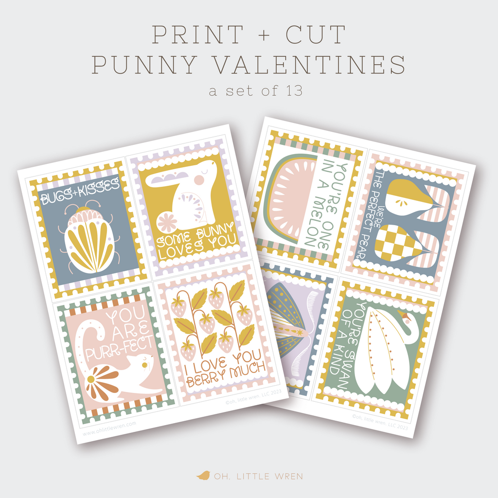 DIGITAL punny valentine's card printable with animals, bugs, fruit and veg