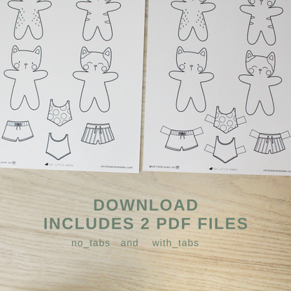 DIGITAL paper doll floating cats summertime printable