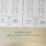 load image into gallery viewer, DIGITAL paper doll floating cats summertime printable
