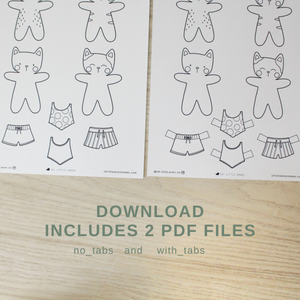 DIGITAL paper doll floating cats summertime printable