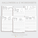 load image into gallery viewer, DIGITAL halloween themed preschool alphabet tracing pages
