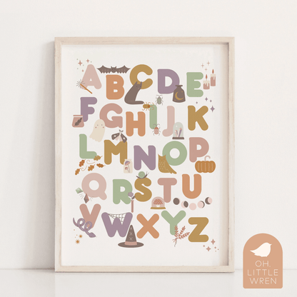 DIGITAL halloween themed alphabet printable poster