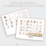 load image into gallery viewer, interactive halloween preschool calendar with daily illustrations, moon phases and weather.
