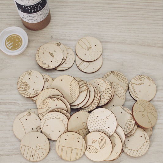 wooden faces matching game, 40 pieces