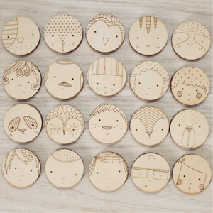 wooden faces matching game, 40 pieces