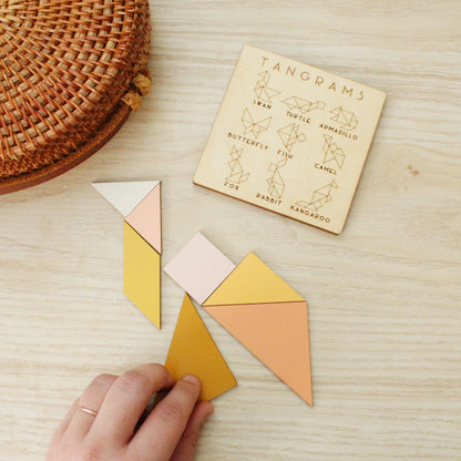 traveling tangrams in citrus, a take with you toy