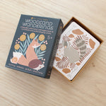 load image into gallery viewer, a woodland, forest themed deck of cards featuring beautifully illustrated animals, flowers and mushrooms. 
