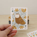 load image into gallery viewer, a woodland, forest themed deck of cards featuring beautifully illustrated animals, flowers and mushrooms. 
