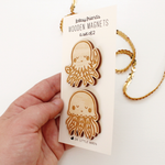 load image into gallery viewer, wooden octopus and jellyfish magnets with leafy cute details
