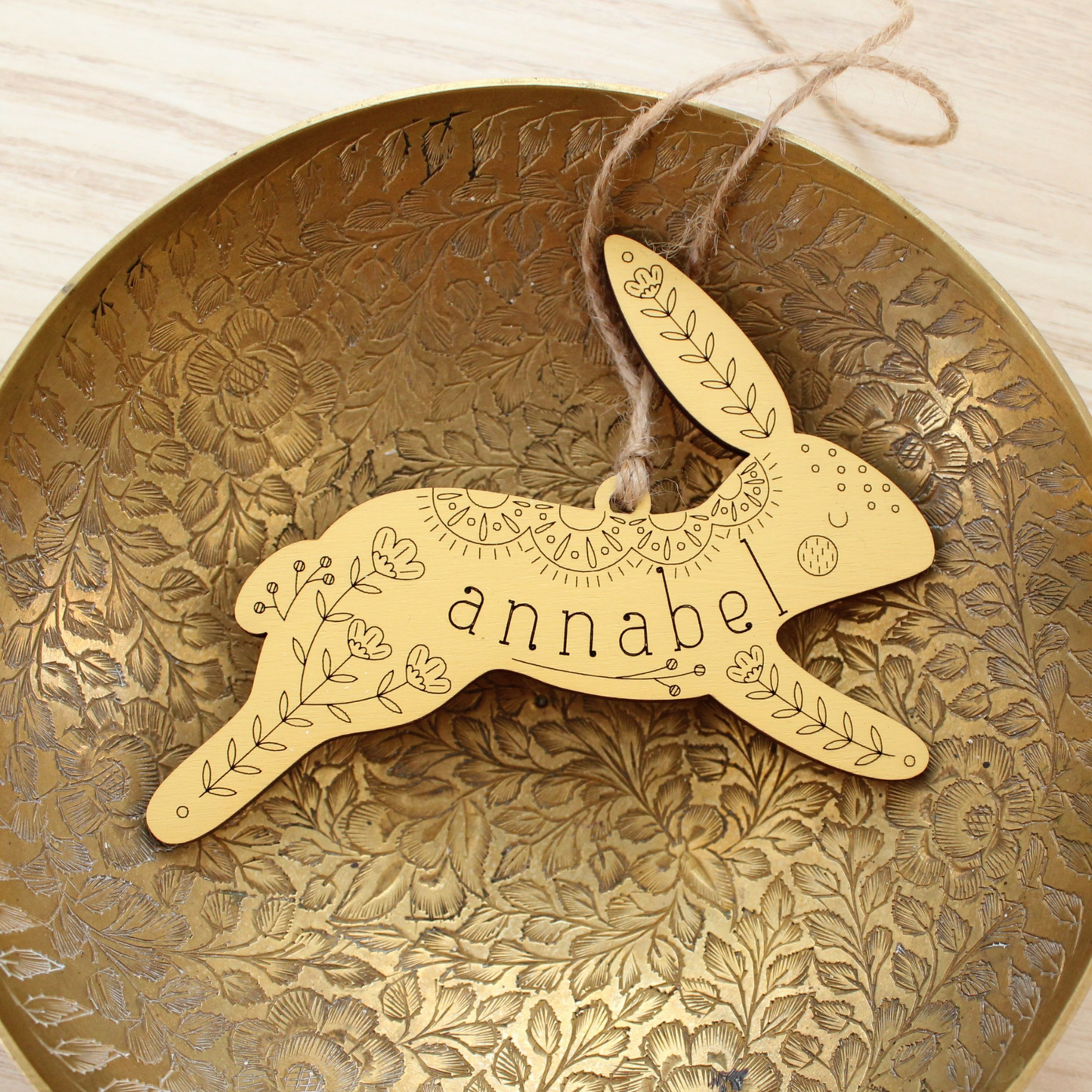 personalized floral wood bunny easter basket tag