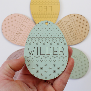 custom wooden egg easter basket name tag