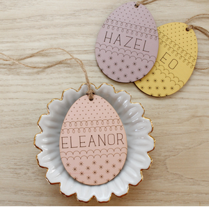 custom wooden egg easter basket name tag