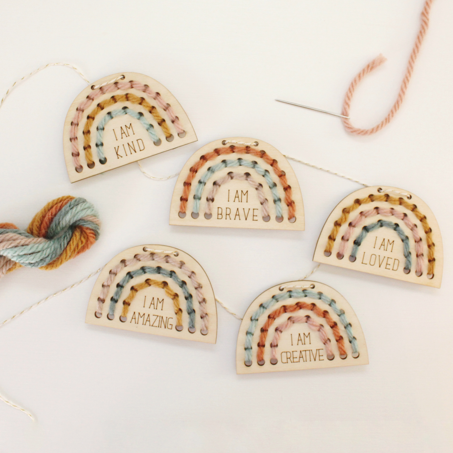 rainbow positivity garland diy stitching kit