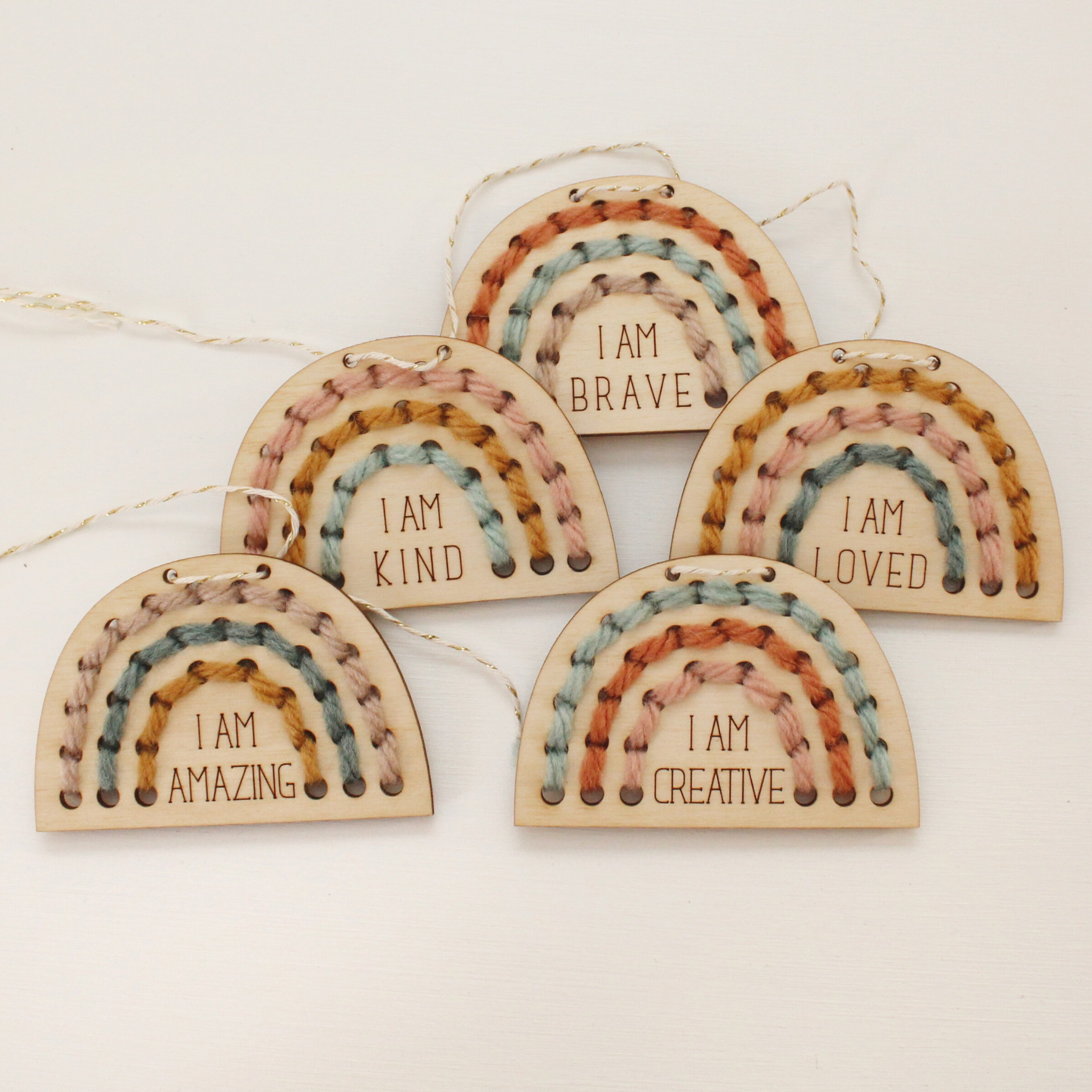 rainbow positivity garland diy stitching kit