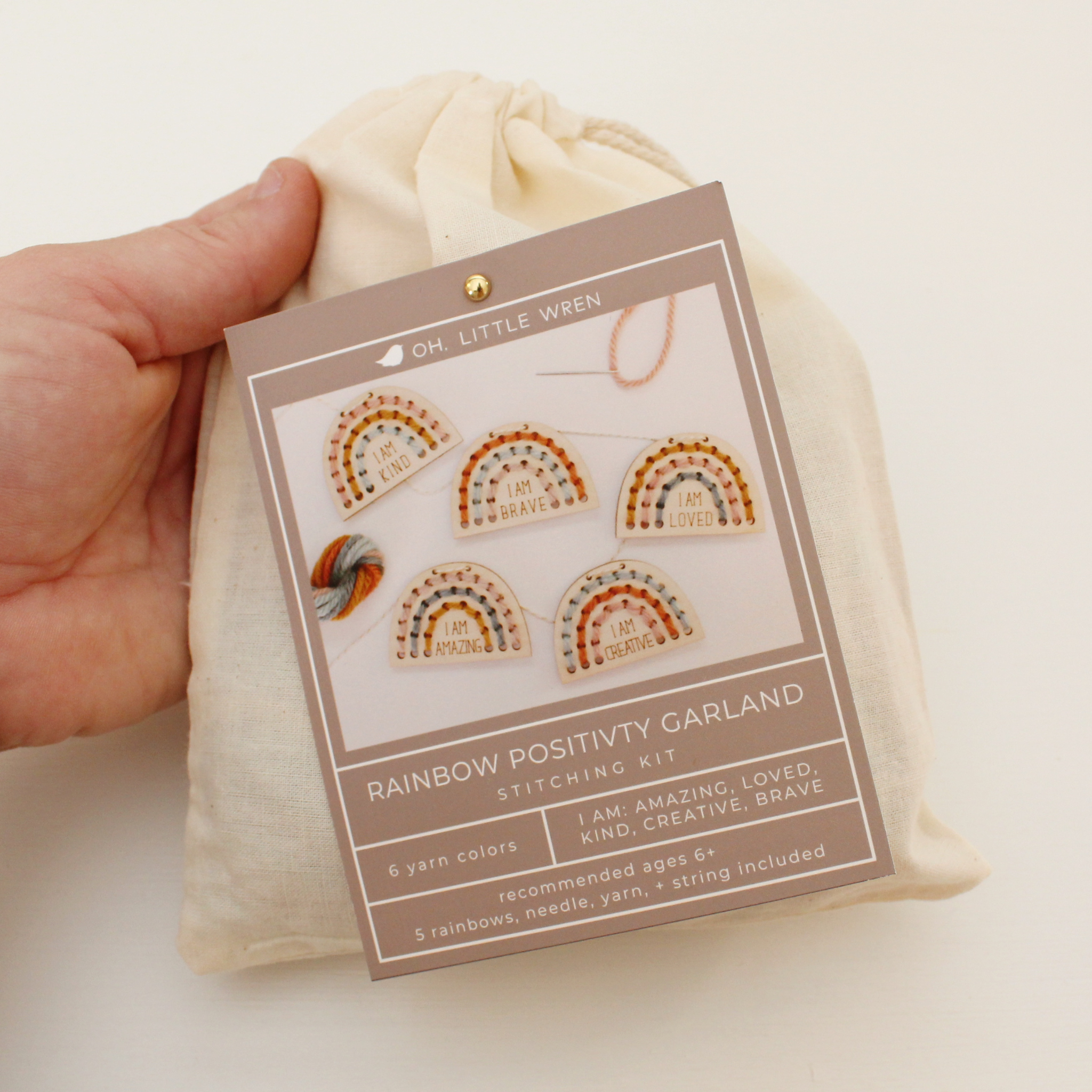 rainbow positivity garland diy stitching kit