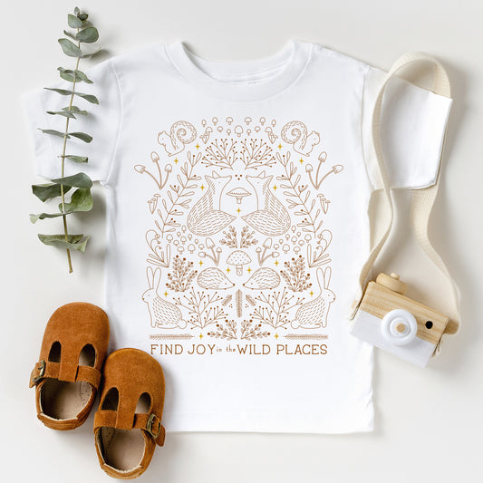 toddler tee find joy in the wild places, white