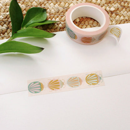 colorful beetle washi tape on a cream background