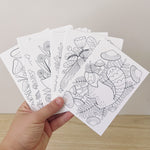 load image into gallery viewer, set of 14 woodland animal coloring postcards
